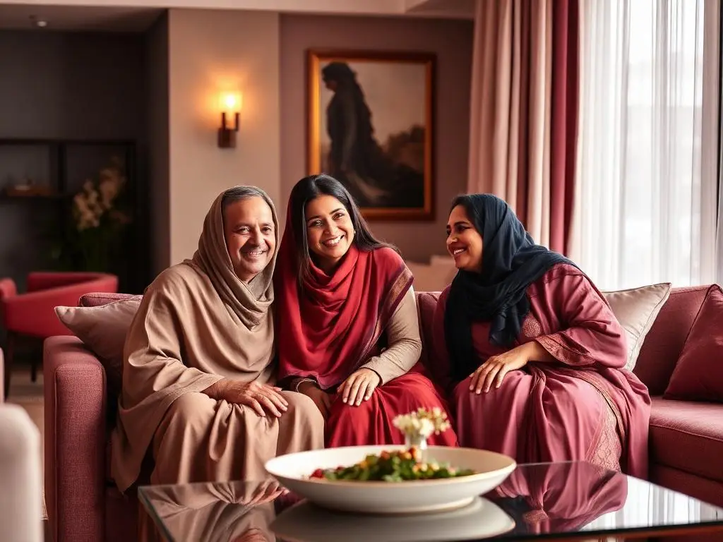 Two Pakistani families meeting to discuss a rishta